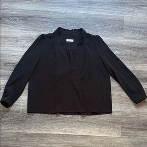 ba&sh Black Boxy Blouse with Ruffle Collar 10 Women’s business casual top